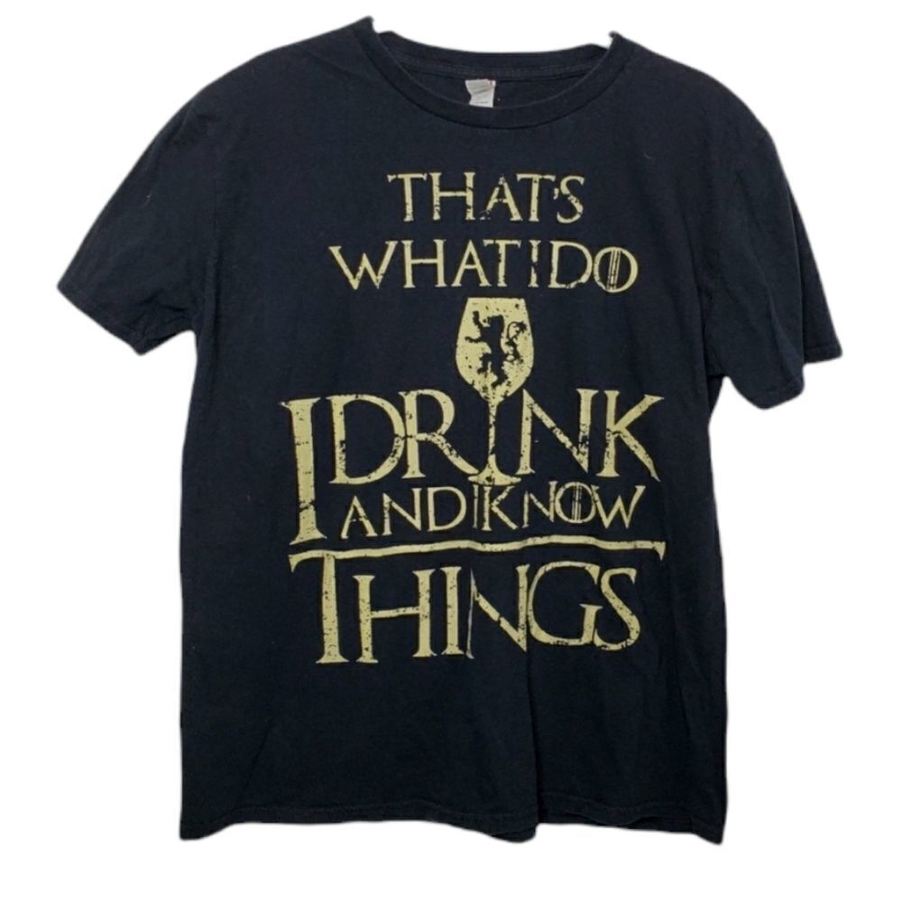 GAME OF THRONES t-shirt I drink and I know‎ things black short sleeve L